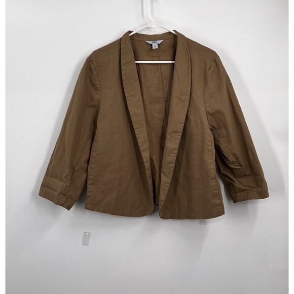 Croft & Barrow XL Brown Open Blazer Jacket Cardigan LS Preppy Minimalist Casual - Picture 1 of 7